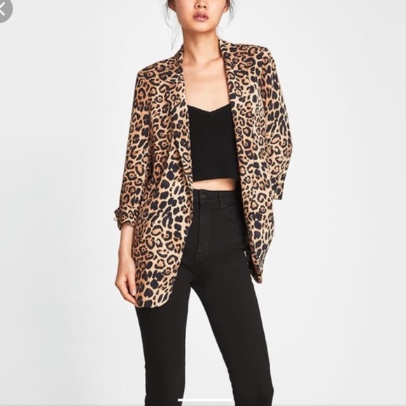 zara leopard blazer